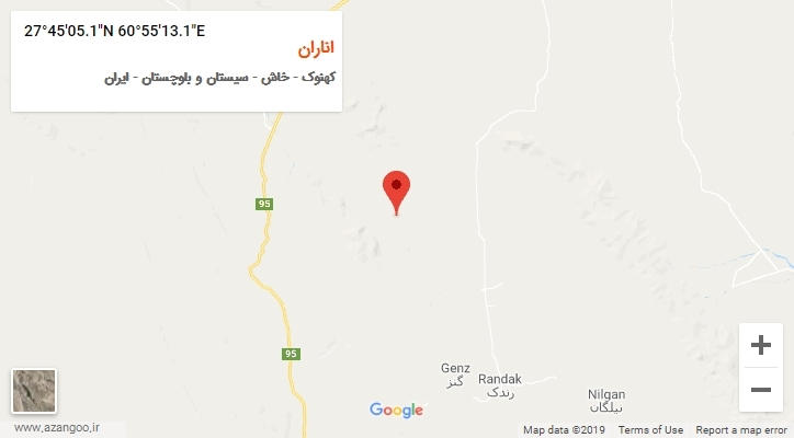 روستای اناران بر روی نقشه