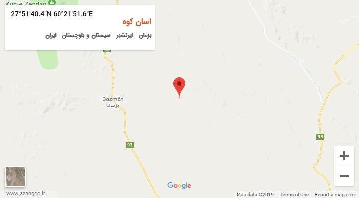 روستای اسان کوه بر روی نقشه