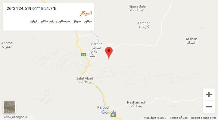 روستای اسپکار بر روی نقشه