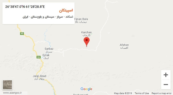 روستای اسپیتکان بر روی نقشه