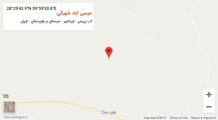 روستای عیسی آباد شهیکی بر روی نقشه