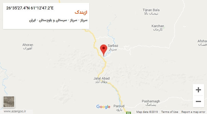 روستای ازبندک بر روی نقشه