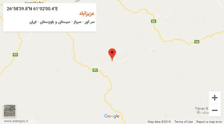 روستای عزیزآباد بر روی نقشه
