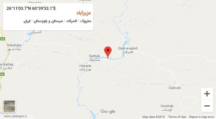 روستای عزیزآباد بر روی نقشه