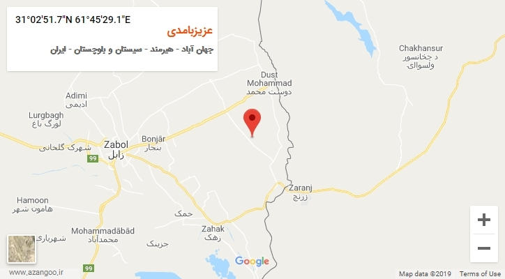 روستای عزیزبامدی بر روی نقشه