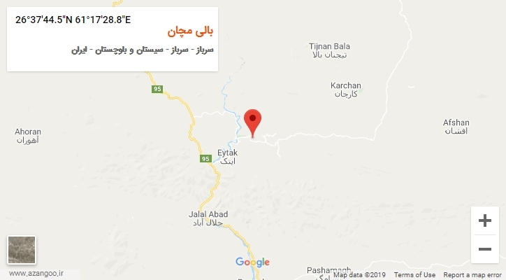 روستای بالی مچان بر روی نقشه