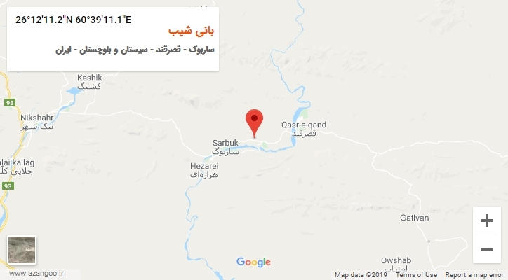 روستای بانی شیب بر روی نقشه