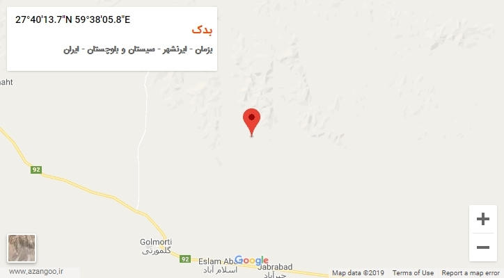 روستای بدک بر روی نقشه