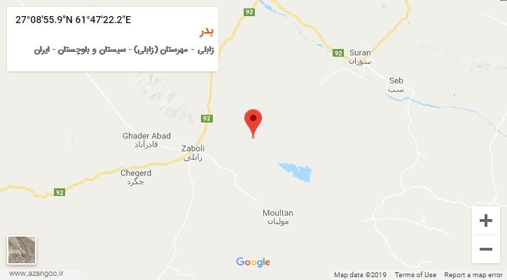 روستای بدر بر روی نقشه