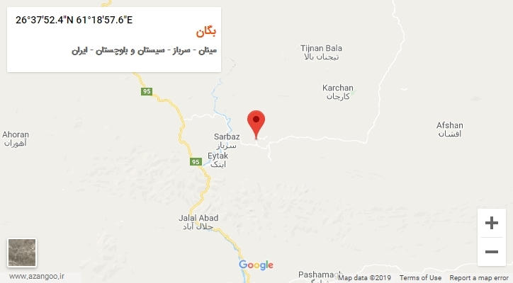 روستای بگان بر روی نقشه