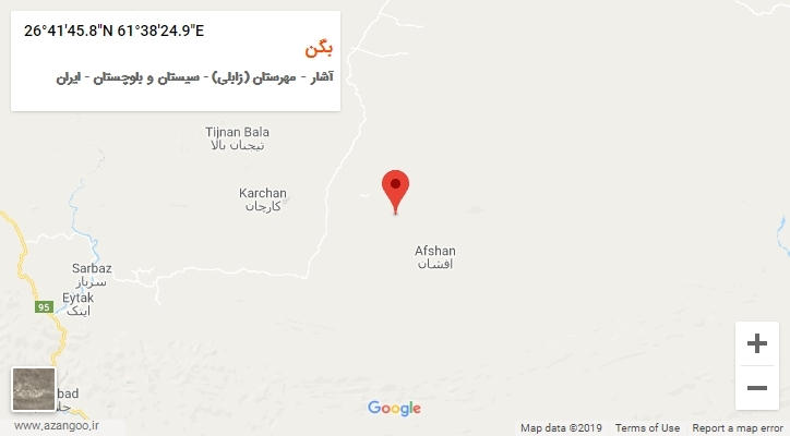 روستای بگن بر روی نقشه