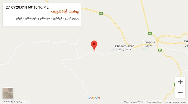 روستای بهشت آبادشریف بر روی نقشه