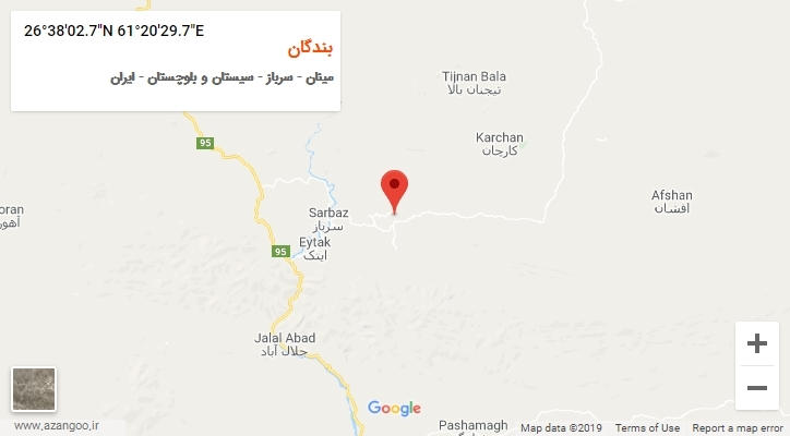 روستای بندگان بر روی نقشه