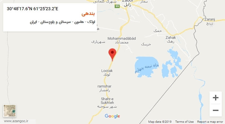 روستای بندهی بر روی نقشه