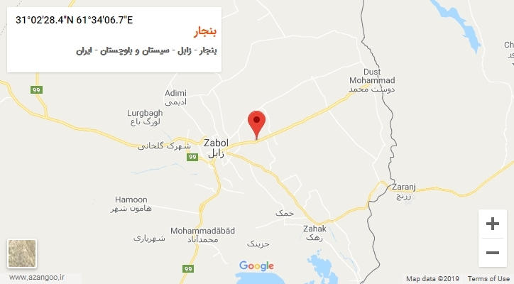 روستای بنجار بر روی نقشه