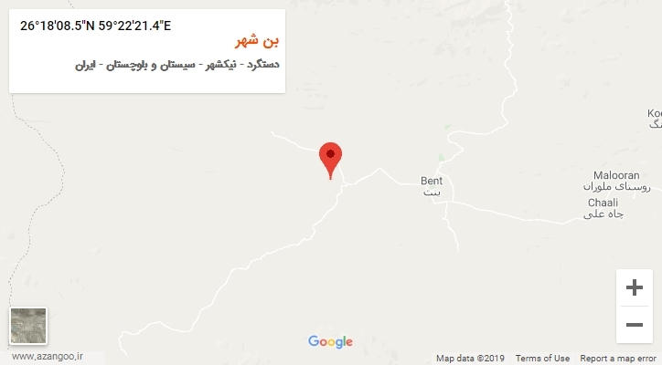 روستای بن شهر بر روی نقشه