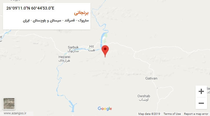 روستای برنجانی بر روی نقشه
