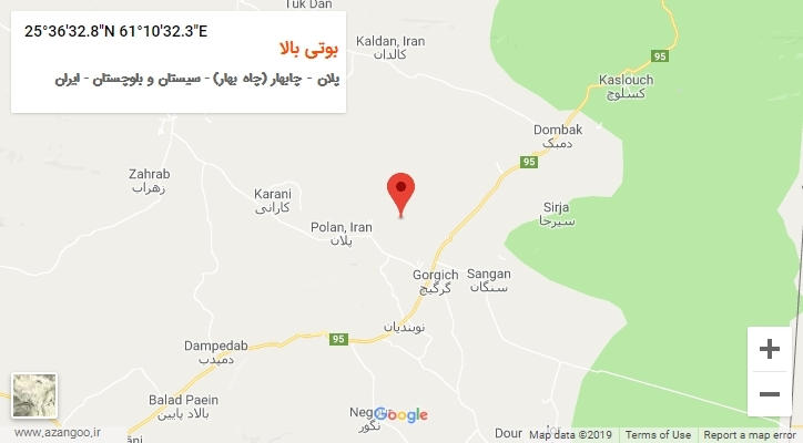 روستای بوتی بالا بر روی نقشه