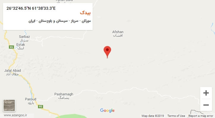 روستای بیدک بر روی نقشه