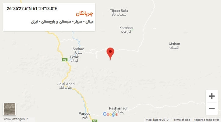 روستای چرپانگان بر روی نقشه