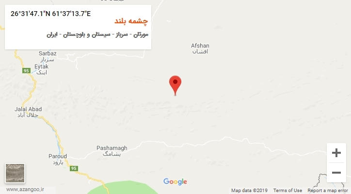 روستای چشمه بلند بر روی نقشه