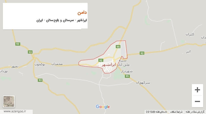 دهستان دامن بر روی نقشه