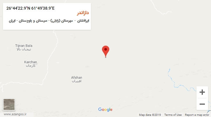 روستای دازاندر بر روی نقشه