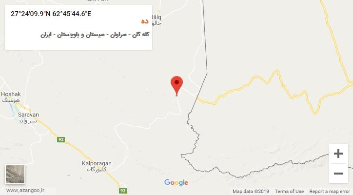 روستای ده بر روی نقشه