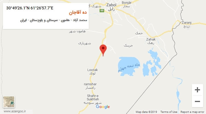 روستای ده آقاجان بر روی نقشه