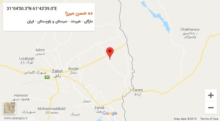 روستای ده حسن میرزا بر روی نقشه