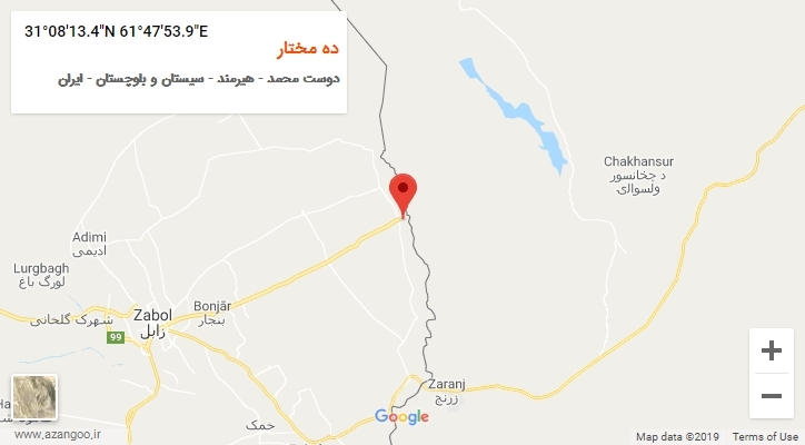روستای ده مختار بر روی نقشه