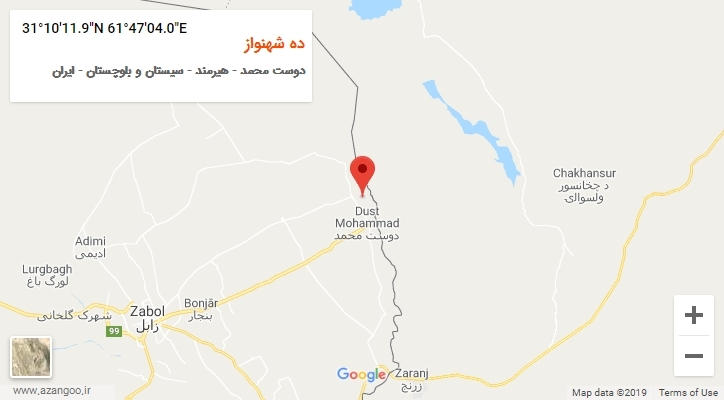 روستای ده شهنواز بر روی نقشه