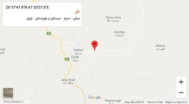 روستای دل بر روی نقشه