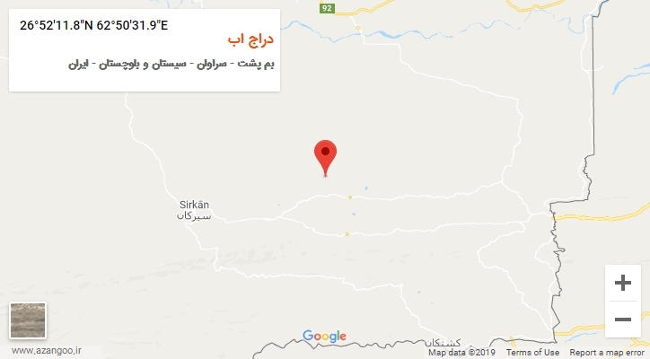 روستای دراج اب بر روی نقشه