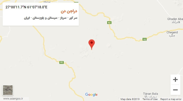 روستای دراجن دن بر روی نقشه