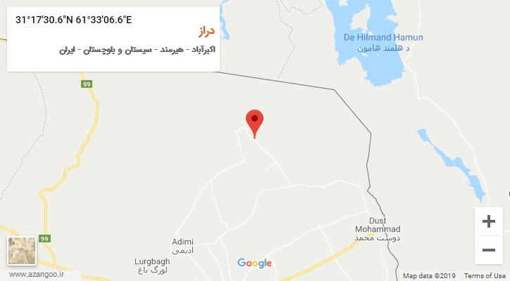 روستای دراز بر روی نقشه