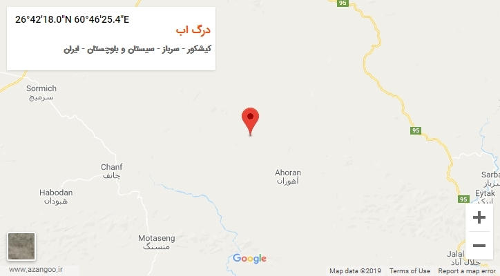 روستای درگ اب بر روی نقشه
