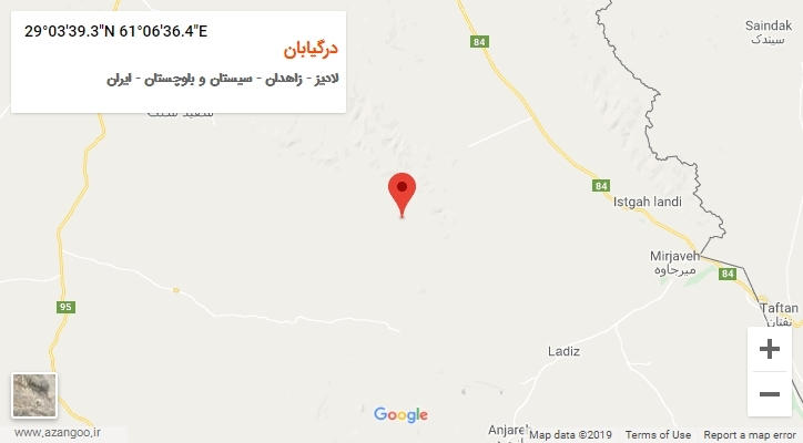روستای درگیابان بر روی نقشه