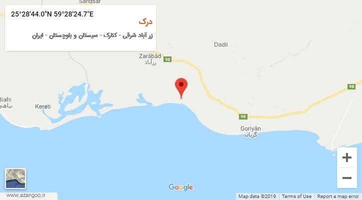 روستای درک بر روی نقشه