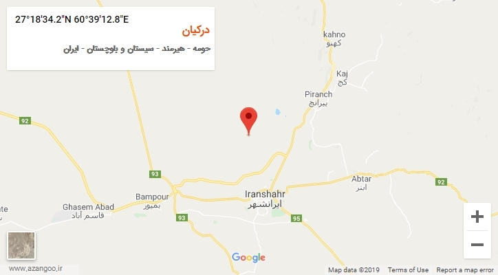 روستای درکیان بر روی نقشه