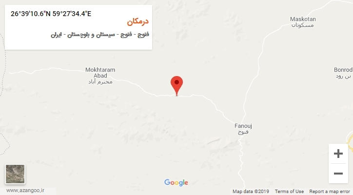 روستای درمکان بر روی نقشه