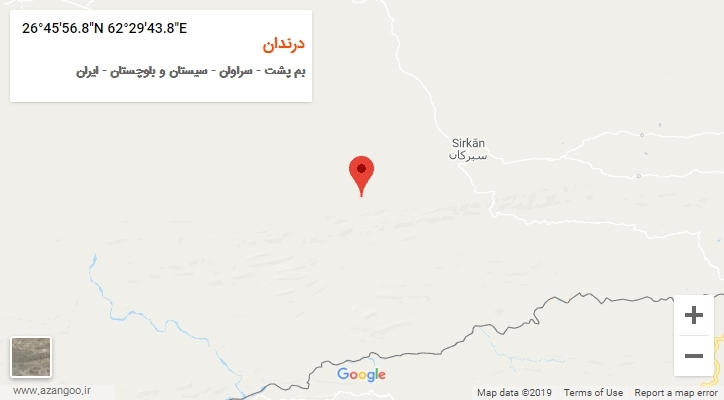 روستای درندان بر روی نقشه