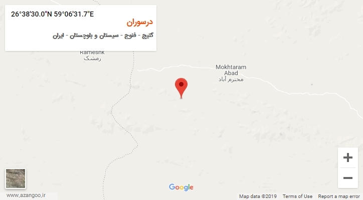روستای درسوران بر روی نقشه