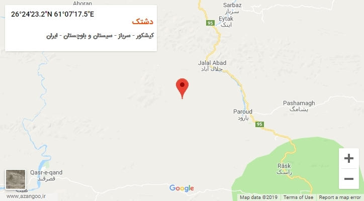 روستای دشتک بر روی نقشه