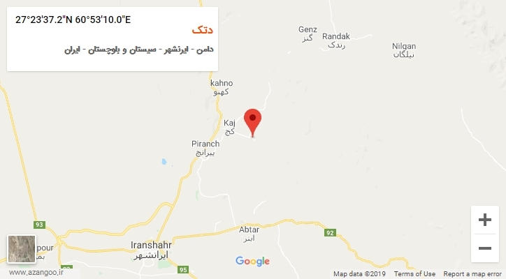 روستای دتک بر روی نقشه