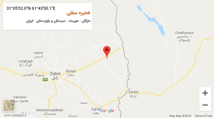 روستای فخیره سفلی بر روی نقشه