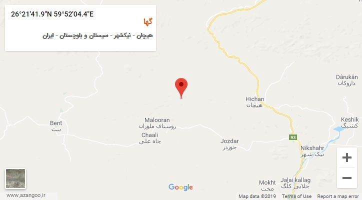 روستای گها بر روی نقشه
