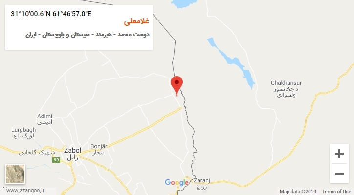 روستای غلامعلی بر روی نقشه