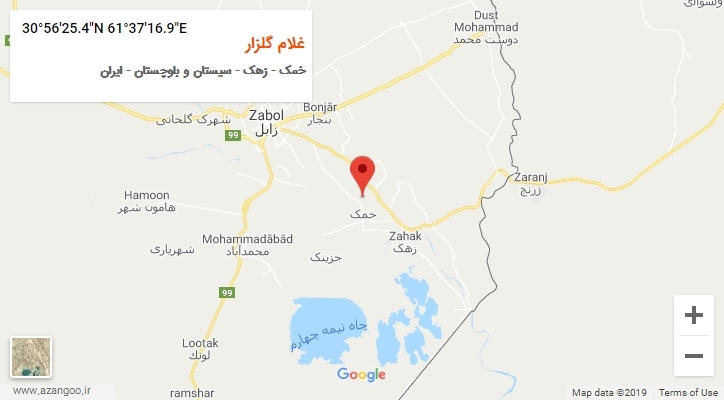 روستای غلام گلزار بر روی نقشه