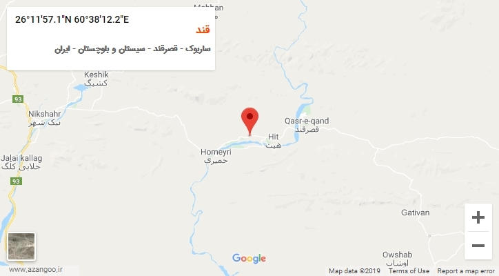 روستای قند بر روی نقشه